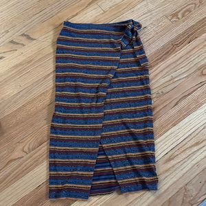 Pre-loved - Stripe Wrap Knit Skirt - Multi